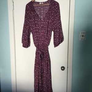 GAP Raglan Sleeve Floral Midi Dress